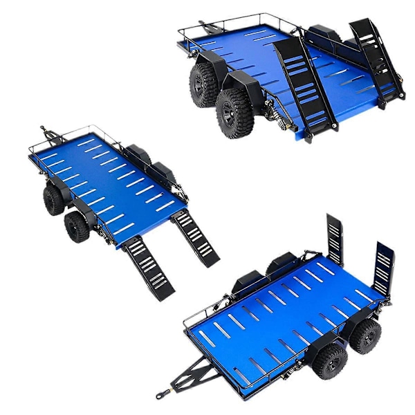 Metal Trailer Car Hopper Trail til Traxxas Truck DIY Dele Blå