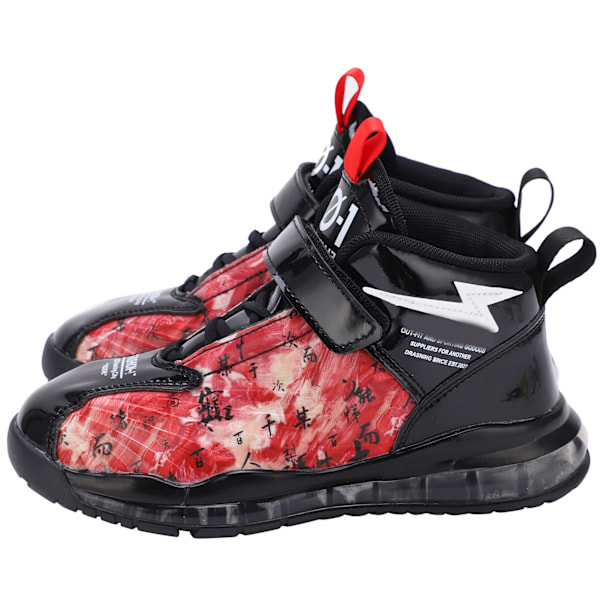 Barn Pojkar Fashionabla Sneakers Barn Andas Halkskydd Tryck Sport Löparskor Svart+Röd 27