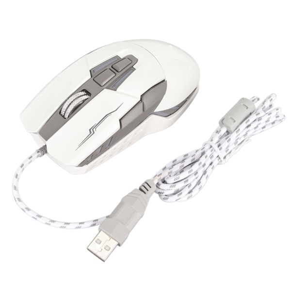 Sportsbilformet kablet spillmus USB optisk datamus LED-lys 4 justerbar DPI opptil 3200 datamus hvit