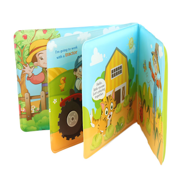 Badebog EVA-skum sikker ikke-giftig BPA-fri nem at rengøre stimulerer fantasien farveopfattelse baby badebog Happy Farm