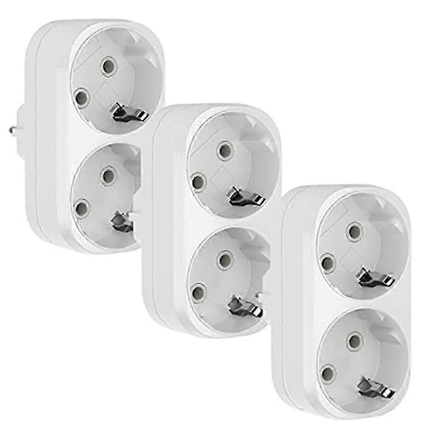 3 kpl Pistorasia-adapteri, 2 in 1 Tuplapistoke Kolminkertainen Pistorasia 16A/250V, 3680W Max Tuplapistorasia EU