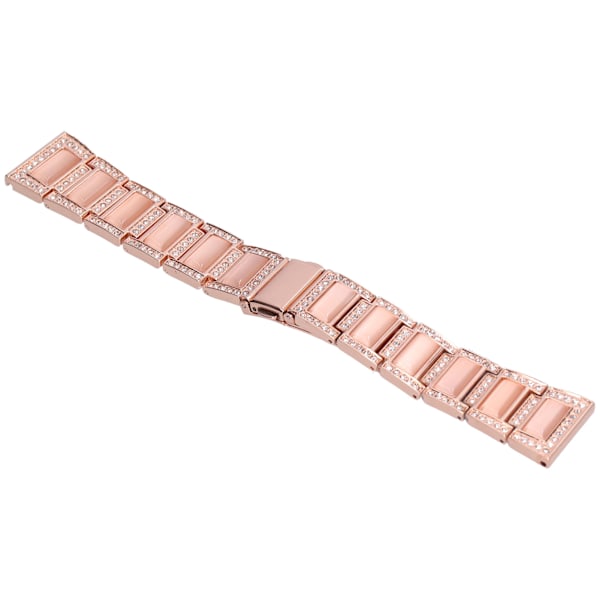 Rhinestone-armband i rostfritt stål, hypoallergen, 22 mm luggar, metallarmband för Huawei Watch, roséguld