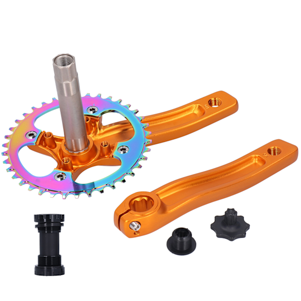 ZK‑22 Bike Crankset with Bottom Bracket 38T Single Speed Crank Set Chainwheel Aluminium AlloyGold