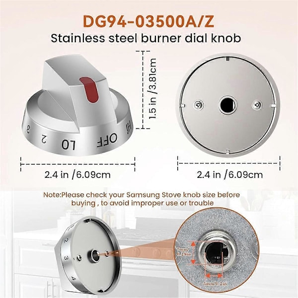 DG94-03500A/Z sähkölieden korvausosa (4 KPL) hopea