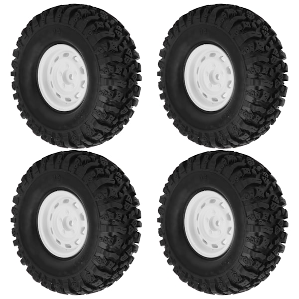 4 st 1/10 Fjärrkontroll 1,9 tum Aluminiumfälg och 115 mm Gummidäck för D90/F350/SCX10 Vit