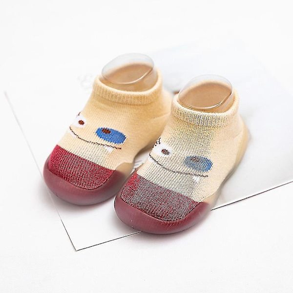 Halkskyddade bomullsgolvsockor för baby- och småbarnsflickor, tecknade inomhussportskor Smiley-Y 6-12 månader