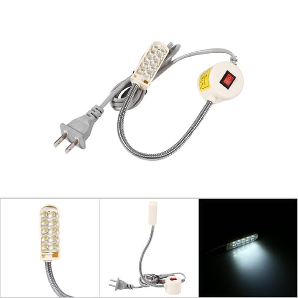 Symaskinslampa med svanhals, magnetisk bas, strömbrytare, flexibel montering (10 LED)