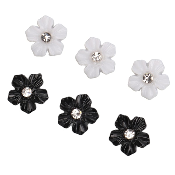 Nail art med 3D-blomma Svart Vit 5 Kronblad Blomma Nagelprydnader för DIY Nageldekoration