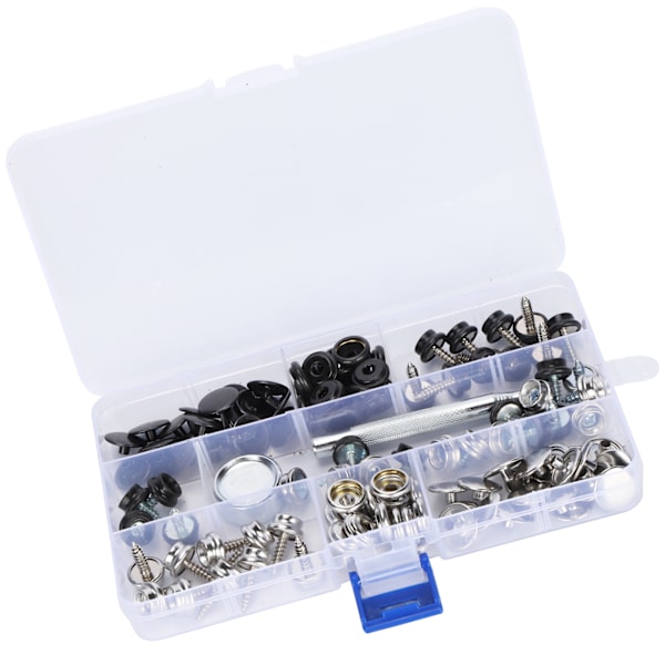40-set tryckknappssats, gängjärn, skruv, tält, marin presenning, verktyg, 10 mm/15 mm, svart/vit