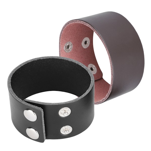 2 stk Punk armbånd Retro håndlaget førsteklasses skinn Justerbare armbånd Svart + Brun