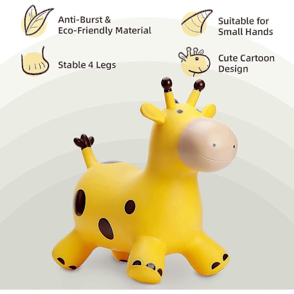 Planet Animal Hopper för barn, Giraff att rida på för småbarn, Studsande häst, Hopphäst, Hoppleksakspresent för pojkar och flickor, uppblåsbar Hopper Bouncy