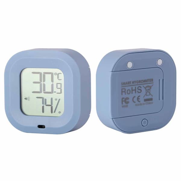 Smart termometer hygrometer för Bluetooth inomhustemperaturfuktighetsmätare för hem, garage, växthus, blå