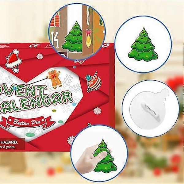 Julbrosch Set Vacker Plastnål 2023 Adventskalender Lättviktig Julstil Dekorativa Nålar Skadar Inte Kläder Nålar Brosch Klänning S