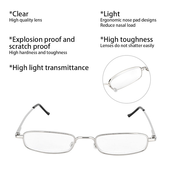 Bærbare lesebriller Visual Fatigue Relief High Definition presbyopiske briller med etui (+4,00 )