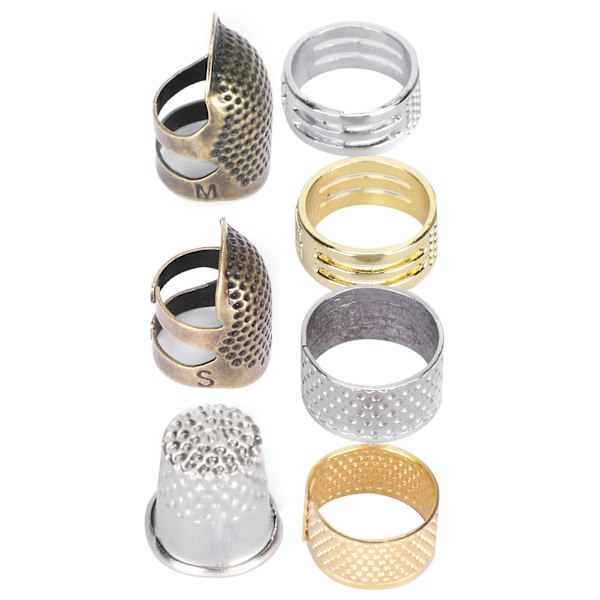 7 stk syringfingerbøyle i messing, fingerbeskyttelseshylse, strikking, korssting, fingertuppbeskytter