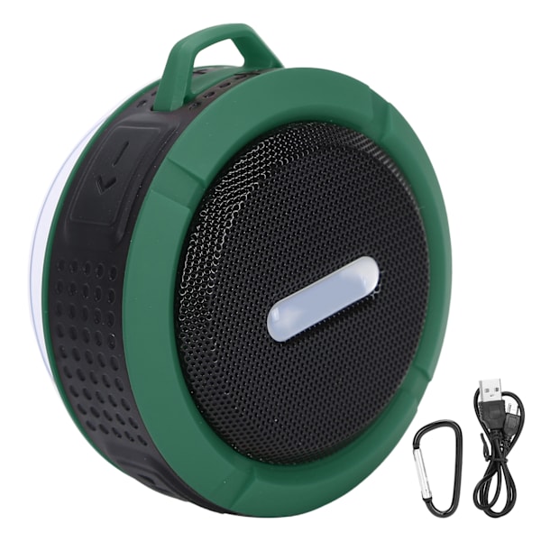 C6 Bluetooth-kaiutin imukupilla ja karabiinihaalla, vedenpitävä minialakaiutin ulkoiluun, vihreä