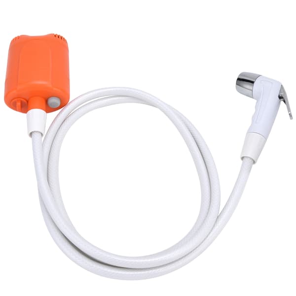 Bärbart utomhusduschset Camping Duschpump Handhållen Spruta för Vandring Resor USB-laddning Orange