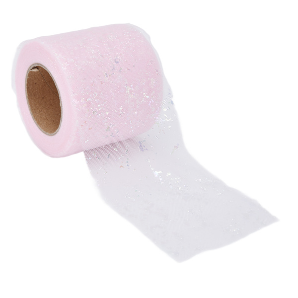 Tylltyg 25 Yards 6cm Polyester Material Lätt Bärbar Tyllrulle för Kläddekoration Ljusrosa