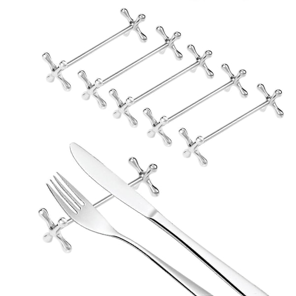 6 stk. Spisepinnestøtte i sinklegering Skjeer Stativ Gafler Kniver Holder Stativ Metallhåndverk Borddekorasjon Zekai