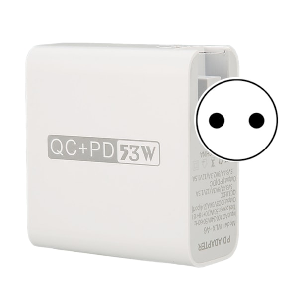 WLX A6 USB C vegglader 53W 4 USB ladeporter QC 3.0 PD 20W hurtig vegglader for iPhone nettbrett øretelefon 100-240V EU-plugg