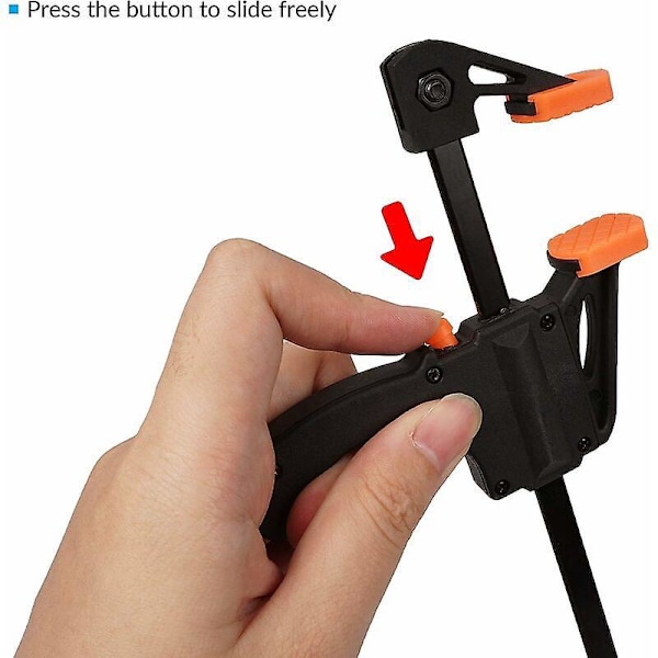 4-pack 10 cm Spärrklämmor Enhands, F-formad Trä, Snabbfäste, Idealisk för Snabba och Enkla Klämmapplikationer
