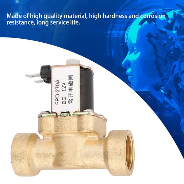 G1/2\" Hun-Gevinde Normalt Åben Messing Solenoid Elektromagnetisk Ventil (DC12V)