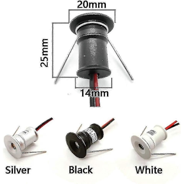 Svart 9 stk Mini 12v 1w Led Tak Innfelt Spotlights Ip65, 3000k (120, Varmhvit).