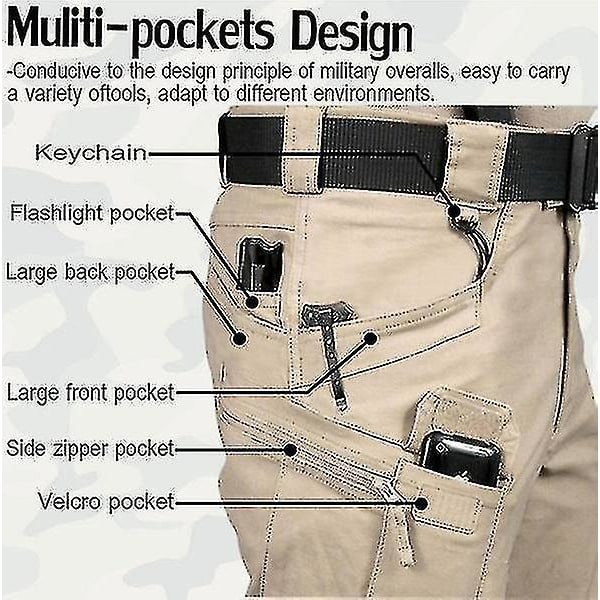 Taktiske Cargobukser til Mænd Udendørs Sport Trekking Swat Bukser Army Overalls Sort