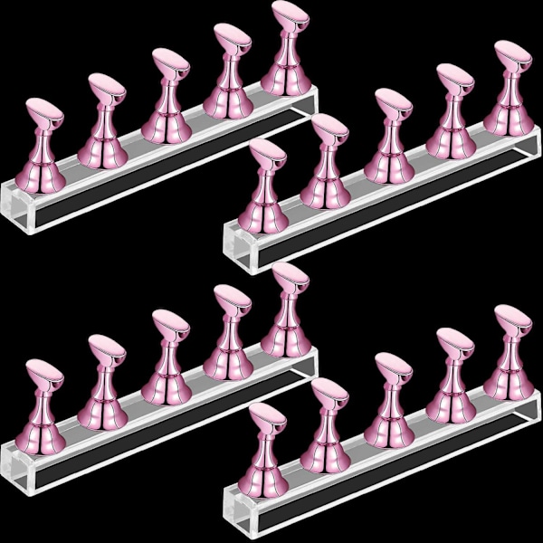 Akryl nageldisplayställ - Magnetiskt nagelövningsställ för falska naglar manikyrverktyg (rosa)