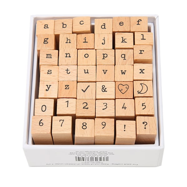 42 Pcs Wood Rubber Stamp Set Alphabet Letter Number Stamp Seal Kit for Scrapbooks Photo Albums Card Making