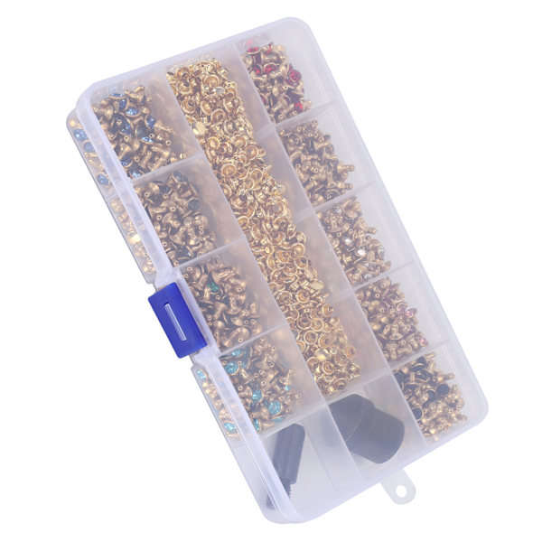 Kristall Rhinestone Nitar Dubbar med handpressverktyg Hårdvara dekoration för DIY Läder Craft Bag Kläder