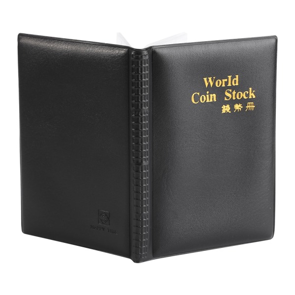 Nye 120 lommer 10 sider World Coin Opbevaring Mappe Album Pengeopsamlingsholder Bog Sort