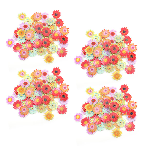 200 stk blomster tre knapper 0,9 tommer blandet DIY bulk knapper for håndlagde klær dekorasjon