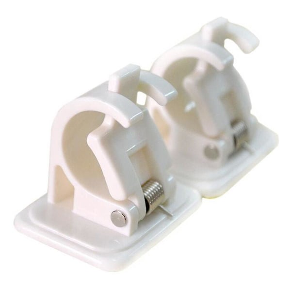 4-pack Självhäftande Gardinstångshållare Krokar, Ingen Borrning Väggringsklämmor Fästanordning, Justerbar Gardinstång 3.4X4.4X4.2cm (Vit)