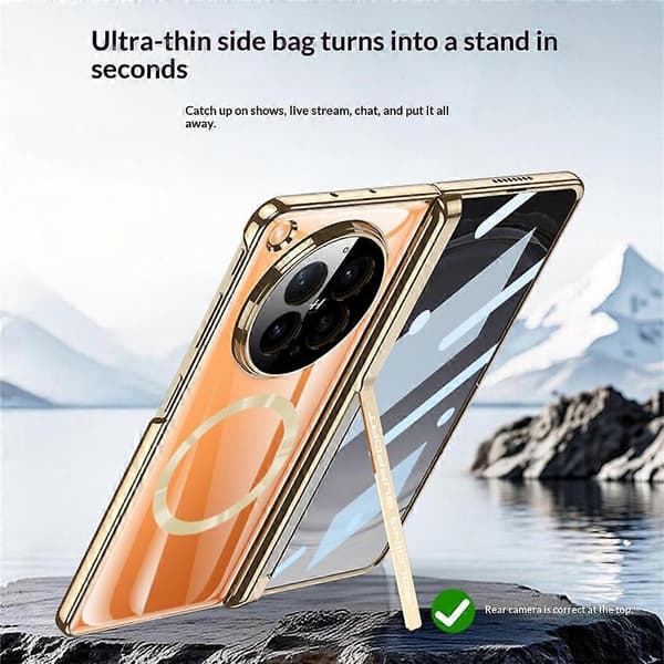 GKK Compatible with Oppo Find N6 5G Magnetic Case Support PC Phone Case with HD Rear Screen Protector Champagne