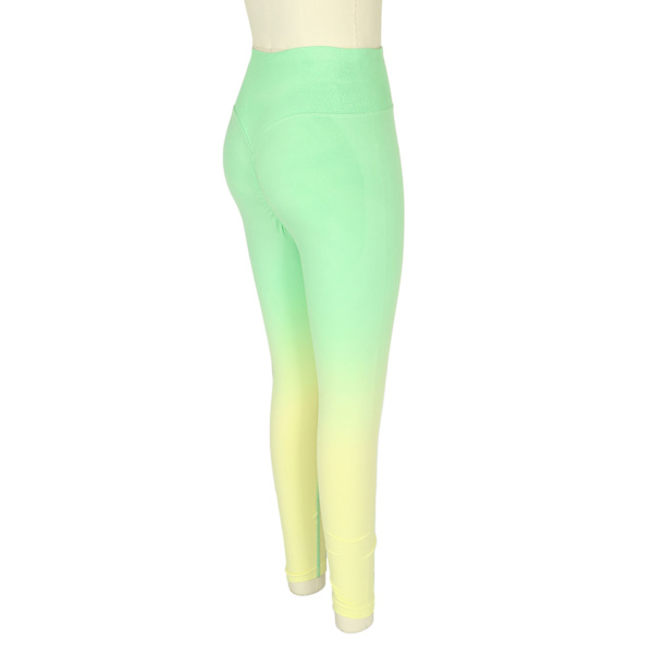 Gul grön rumpa Yogabyxor Seamless Höftlyft Gradient Hög midja Leggings Large