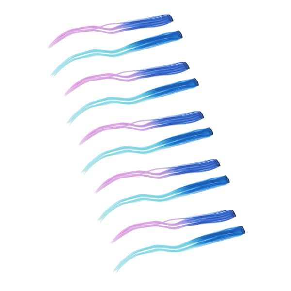 10 stk. Farverige Hår Extensions Blå Gradient Lys Lilla Langt Glat Highlight Hårstykke