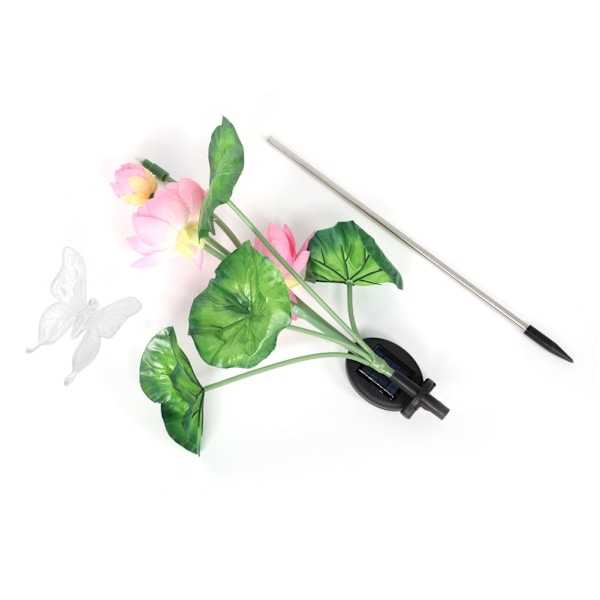 Solcelledrevet lysstyring Lotus-stil farverig LED-plænelampe til havegård sommerfugl