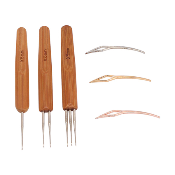 0,75 mm Dreadlocks Set Olika former Legering Bambu Virknålar Kit för hårstyling