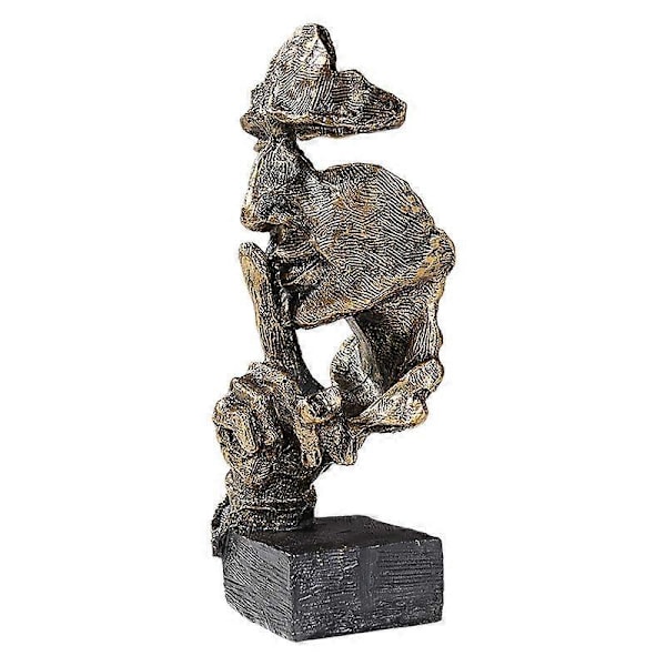 Gullsett med 3 kreative abstrakte skrivebordsdekorasjoner Tenkeren-statue, hånd- og ansiktsstatuer og skulpturer for hjemmestueinnredning - Ikke hør