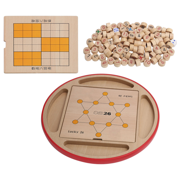5 in 1 Sudoku Ruudukko Puinen Monitoiminen Lasten Koulutuspalapeli Pelilelu