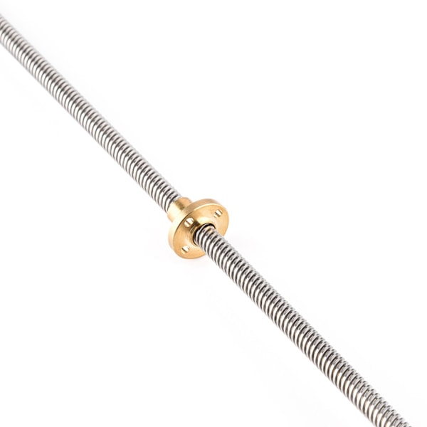 T8 8mm Trapesformet rustfritt stål gjengestang blyskrue og messingmutter for 3D-skriver 500mm