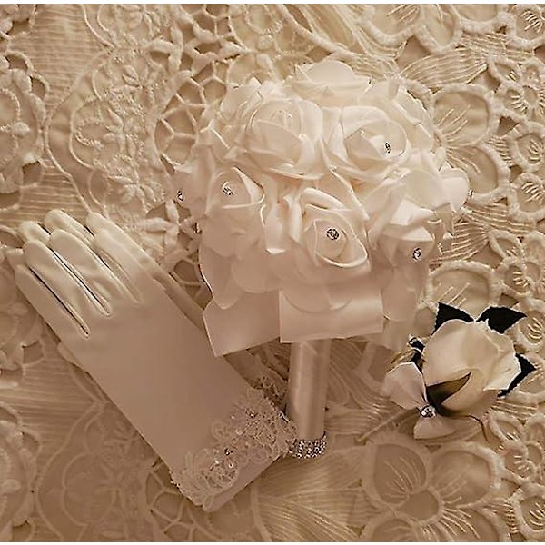 Elegante blonde sateng hansker for kvinner - Perfekt for bryllup, fester og ball