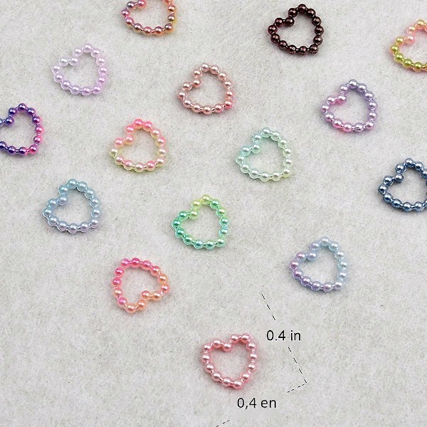 100 st Vita Lila Rosa Pärlhjärta Diamant Nagelkonst Dekorationer för DIY Hantverk Nageltillbehör för Kvinnor och Flickor Flerfärgade
