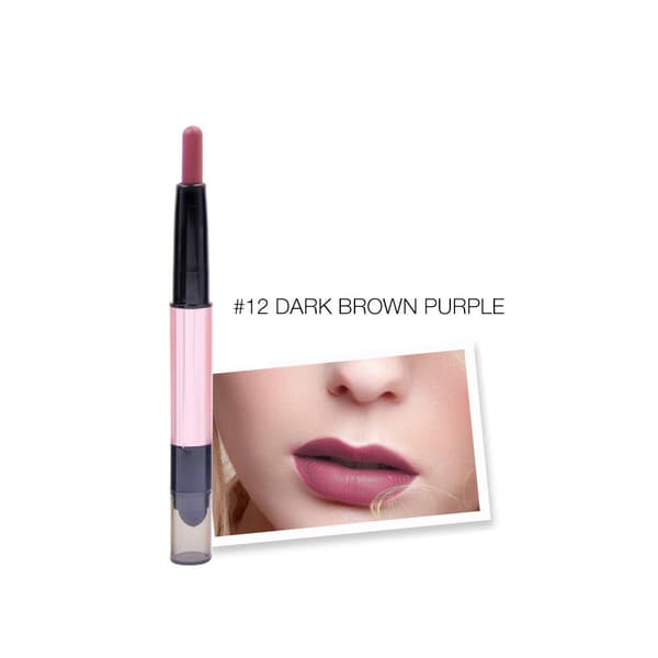 Dobbelthodet matt lipgloss leppestift langvarig vanntett leppestift 12#