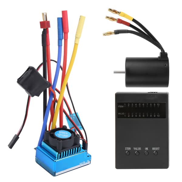 120A Børsteløs ESC + 3650 2300KV Børsteløs Motor + Programkort til 1:10 RC Bilmodel