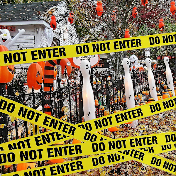 IKKE GÅ INN Tape, 25M Selvklebende Gul Varseltape Barrikade Sikkerhetstape for Farlige Arbeidsområder Halloween Dekorasjoner Fest