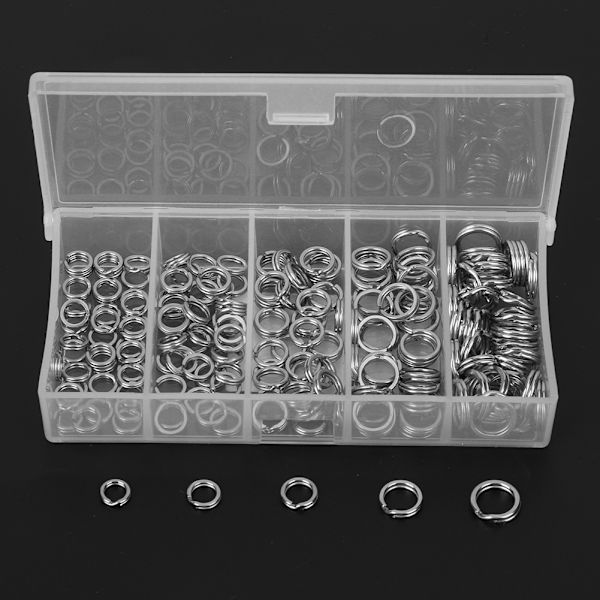 Fiske Rostfritt stål Dubbel Split Ring 200st Lure Beten Tillbehör Case Set