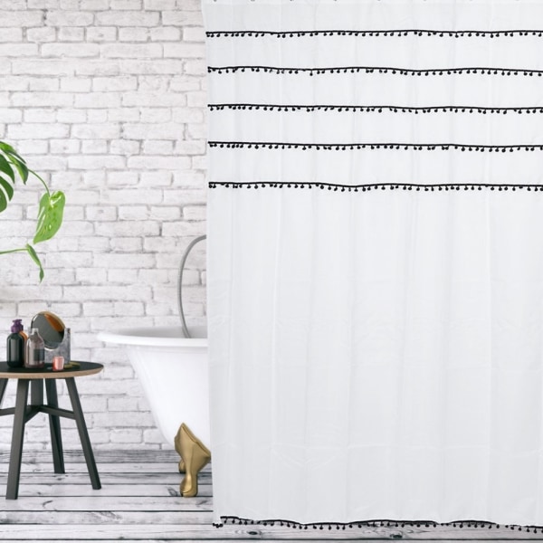 Tyylikäs mustavalkoinen polyesteri kylpyhuoneen suihkuverho Vedenpitävä homeenkestävä kylpyverho180x200cm