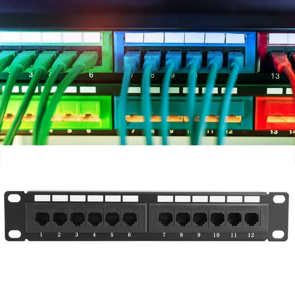 UTP 12-ports kabelrack CAT6 RJ45 Ethernet-netværksdatapatchpanel uden beslag